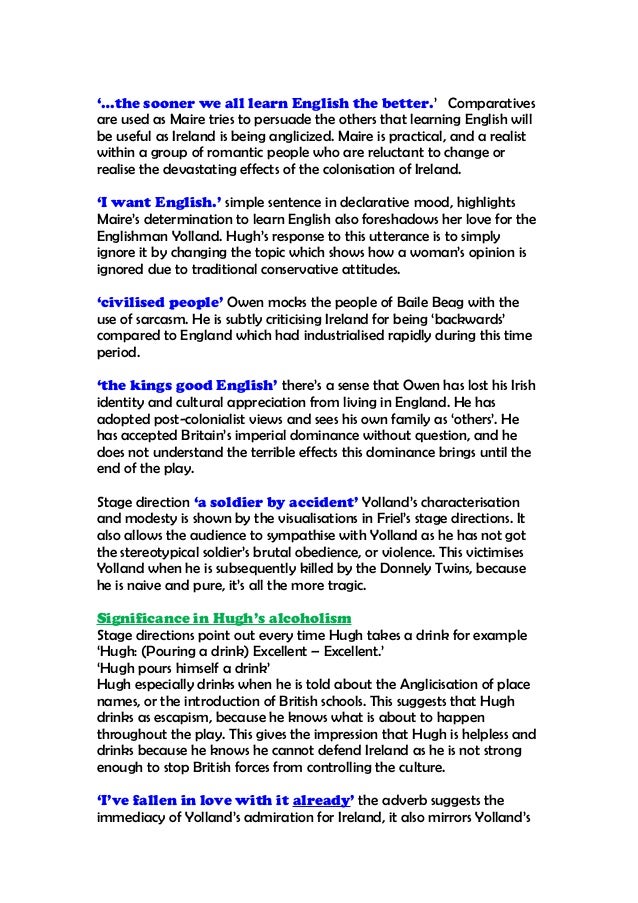 translations brian friel essay questions